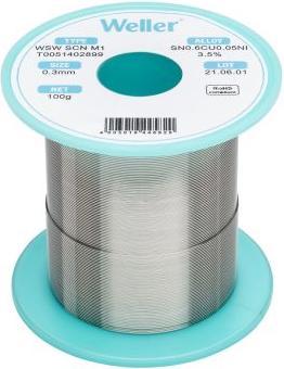 Actual product image Weller Erem Weller T0051402899 Solder, lead-free lead-free, coil Sn0.6Cu0.05Ni 100g 0.30mm