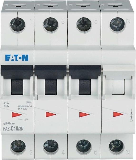 Actual product image Eaton overcurrent switch 3P+NC 10A 15 kA AC FAZ C10/3N (278971)