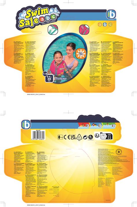 Image du produit Bestway Swim Safe ABC Svømme Traeningsvest UPF 50+ m/aermer, Skum 11-30 kg Grøn (Taille unique, 11 - 30 kg)