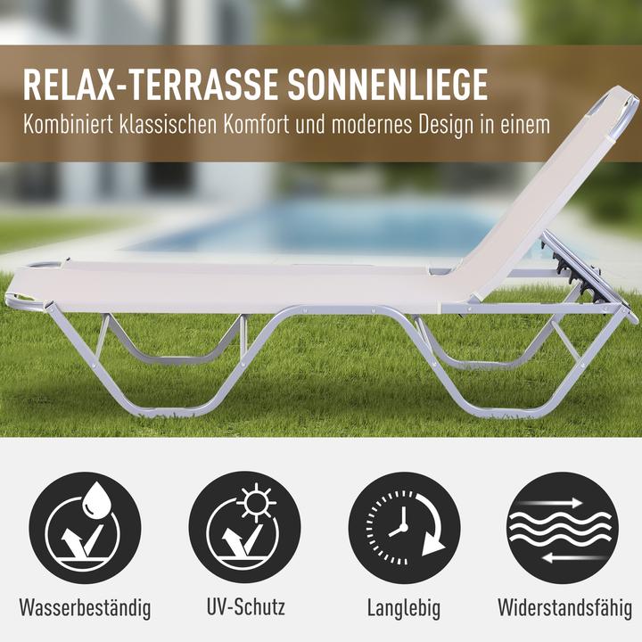 Immagine prodotto Outsunny Lettino prendisole con schienale regolabile (188 cm)