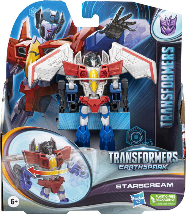 Actual product image Hasbro Transformers toy EarthSpark Warrior-Class Starscream action figure, robot toy for kids