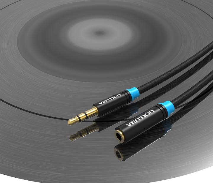 Actual product image Vention Braided 3.5mm Audio Extender 1.5m VAB-B06-B150-M Black (1.50 m)
