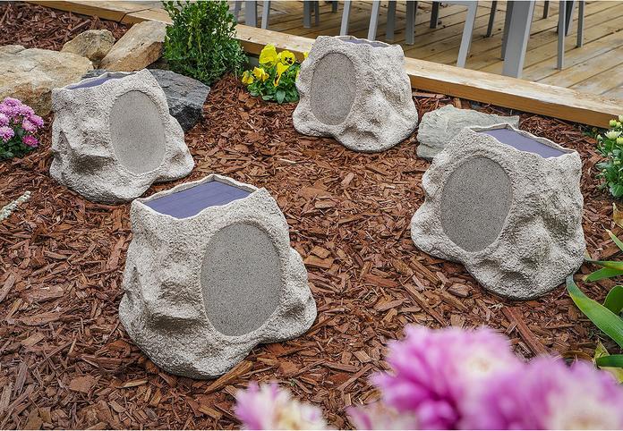 Image du produit Victrola Enceinte Solaire D'Extérieur Stereo Pairing X20 Rock Stone (22 h, Fonctionnement sur batterie)