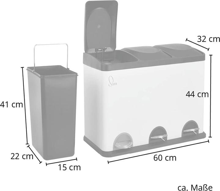 Actual product image Svita 3er-Set Treteimer für Mülltrennung (45 l)