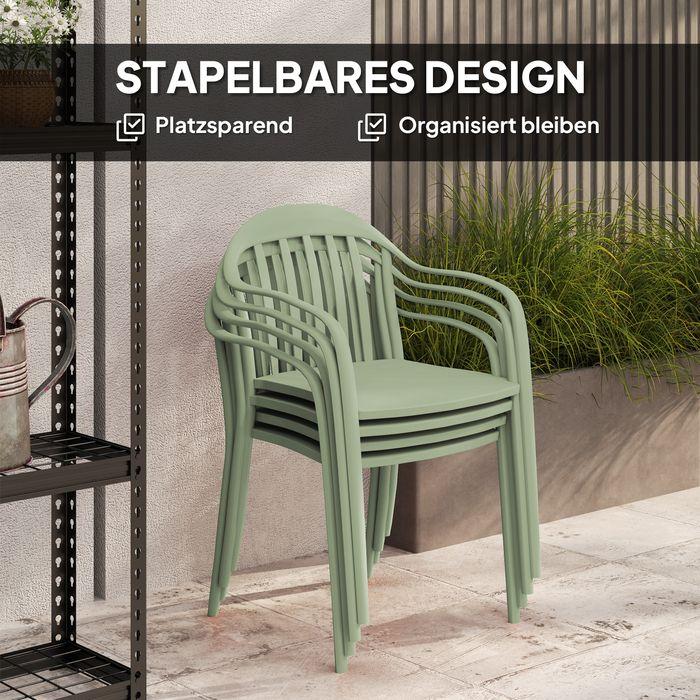 Produktbild Swisshandel24 4er Set Gartenstuhl, Kunststoff, stapelbar, bis 120 kg, Grün