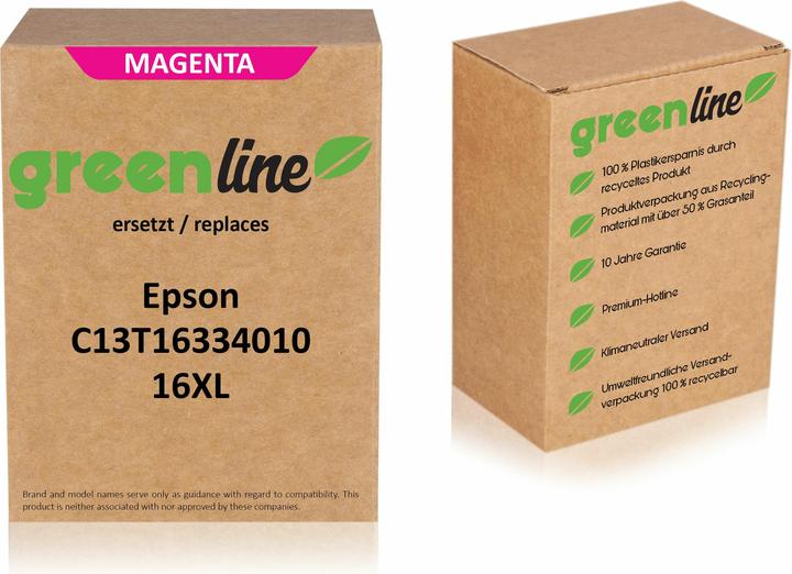 Inkadoo Ink cartridges greenline replaces Epson C 13 T 16334010 / 16XL ink cartridge, magenta magenta (M)