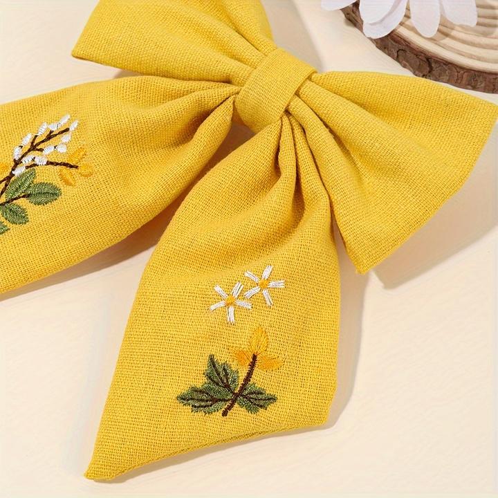 Produktbild Activity Board 1pc niedliche Blume Stickerei Schleife Haarspange, gemischte Farbe, Polyester, Mode (1 Stk.)