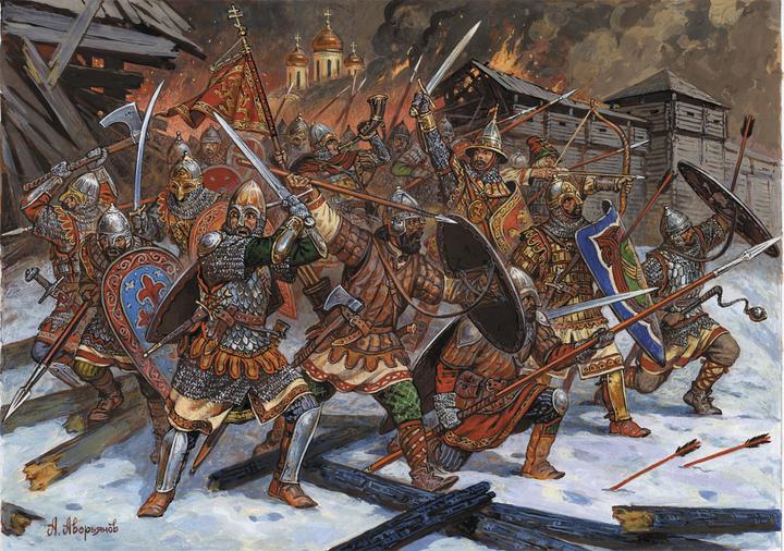 Actual product image Zvezda 1/72 Russian Foot Warriors 13-14th Century # 8062