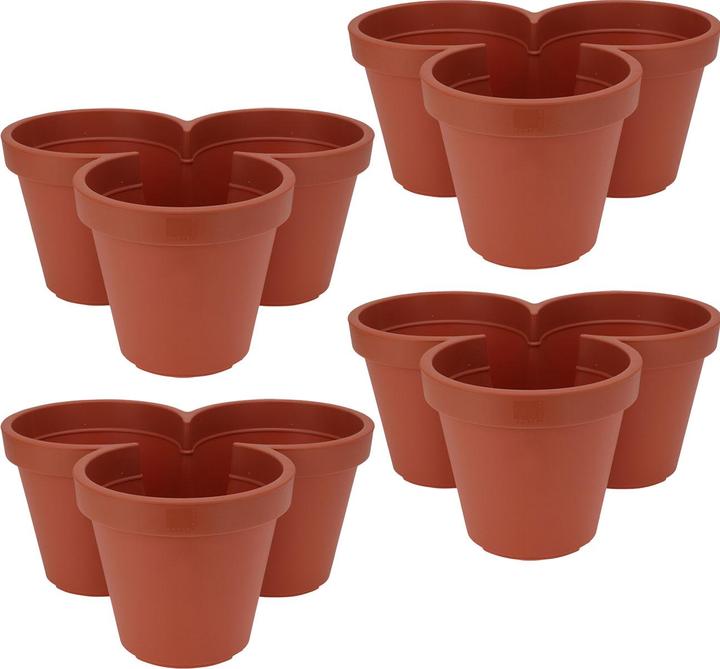 Actual product image ProGarden Blumentopf mit 3 Fächern, terracotta, 100% recyclebarem Kunststoff, Ø 44 cm, 4er-Set (44 cm)