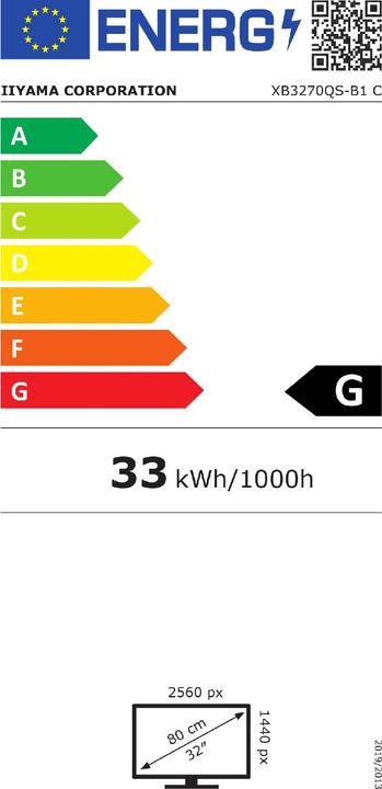 Energy Label iiyama XB3270QS-B1 (2560 x 1440 pixels, 32")