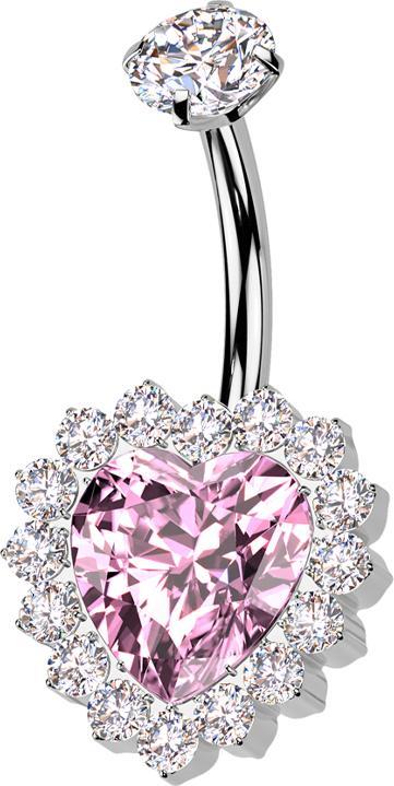 Immagine prodotto Star Piercing Banane Innengewinde silber Kristall silber gefasst und Kristallherz pink Kristalle silber (senza ottone, Titanio G23)