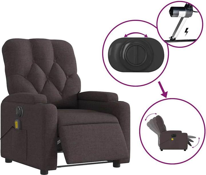 Produktbild VidaXL Massagesessel Fernsehsessel Relaxsessel Elektrisch Dunkelbraun Stoff