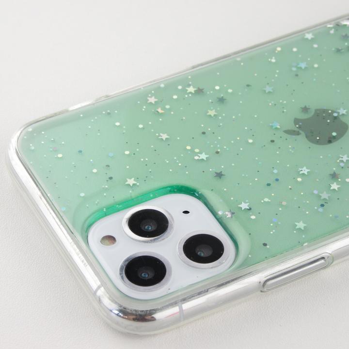 Produktbild PhoneLook Hülle Gummi silberner Pailletten mit Ring grün (Apple iPhone 11 Pro)