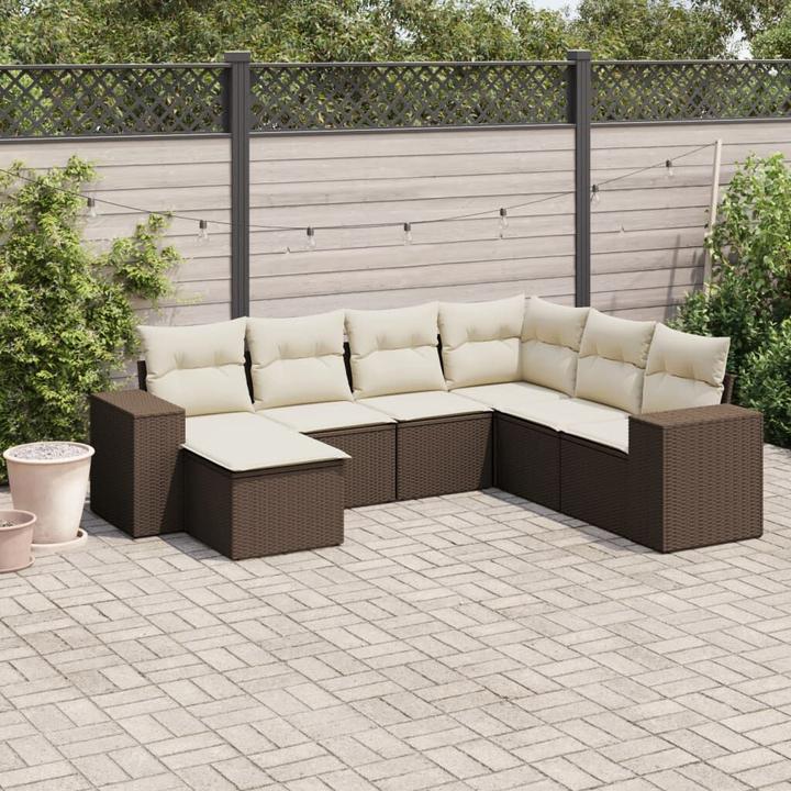 Actual product image VidaXL Garden furniture Sofa set Garden set 7-piece garden set Brown