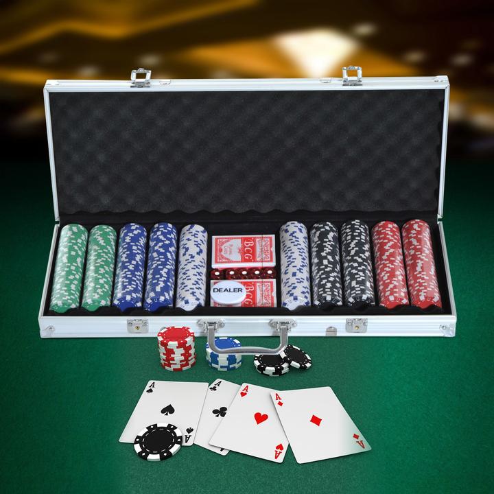 Image du produit Homcom Mallette de poker incluant un set de poker (Anglais, Allemand, Français, Italien)
