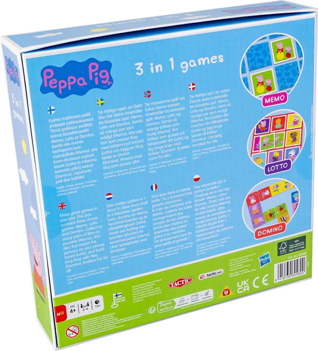 Produktbild Selecta Spielzeug Peppa Pig 3n1 Memo Lotto Domino (Deutsch, Französisch, Norwegisch, Polnisch, Finnisch, Schwedisch, Englisch)