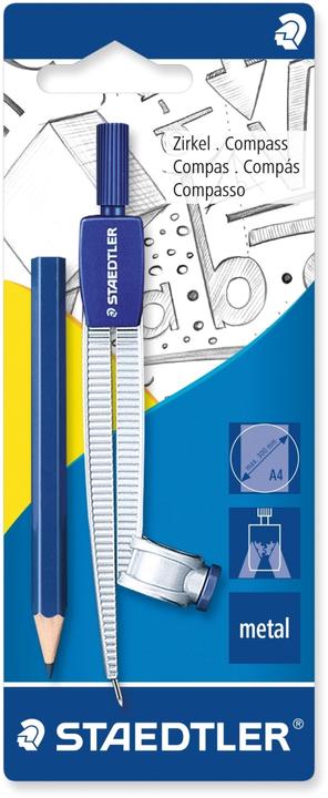 Actual product image Staedtler Noris 550 school compass, 300 mm, 124 mm, silver, with universal adapter, BK