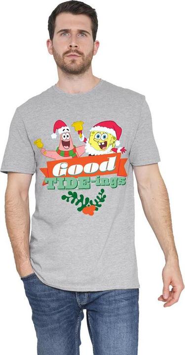Immagine prodotto Spongebob Squarepants Good Tide-ings Maglietta Natale Patrick Star (Patrick Stella) Babbo Natale Uomo (S)