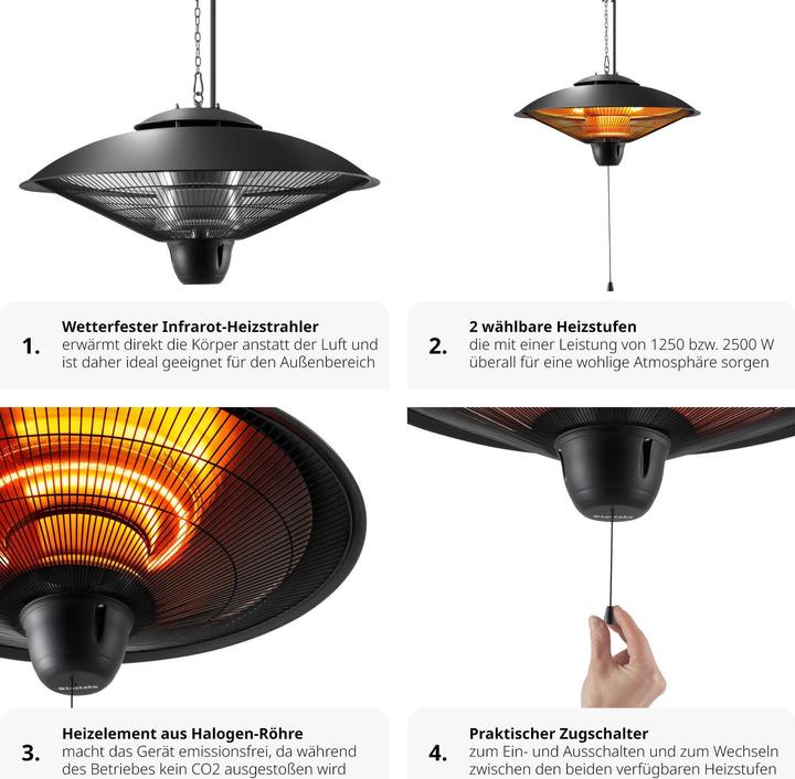 Actual product image tectake Solaris Infrared Heater Orbit 2500W, Aluminum Casing (2500 W)