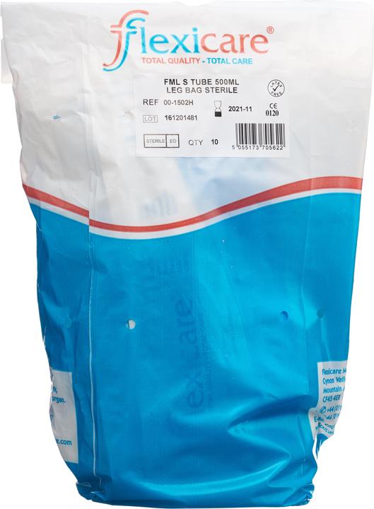 Produktbild Flexicare Urinbeutel 500ml 7cm Ablauf Rücklaufventil (10 Stk)