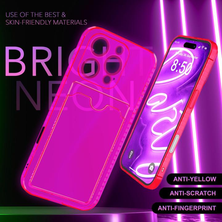 Actual product image Nalia Clear transparent neon silicone cover card holder (Apple iPhone 16 Pro)