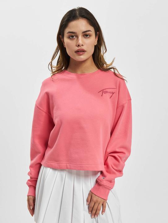 Immagine prodotto Tommy Hilfiger Tommy Jeans Felpa a maniche lunghe con logo ricamato a girocollo Rosa Taglia S (S)