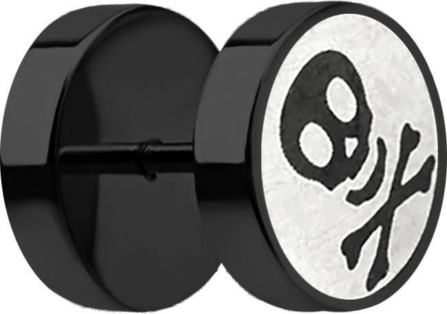 Image du produit Star Piercing Fake Plug schwarz mit Totenkopf (sans laiton, Acier chirurgical 316L)