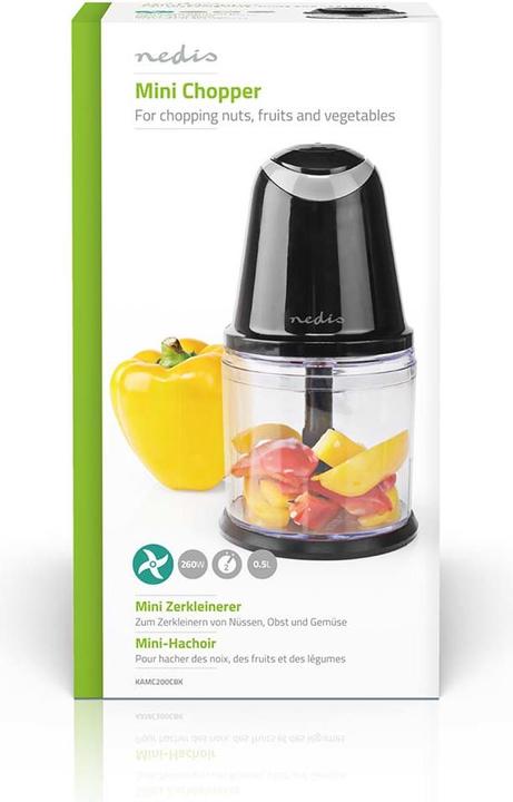 Actual product image Nedis KAMC200CBK Food Chopper 260 W 0.5 l Plastic 2 Speed Turbo Function (500 ml, 260 W)