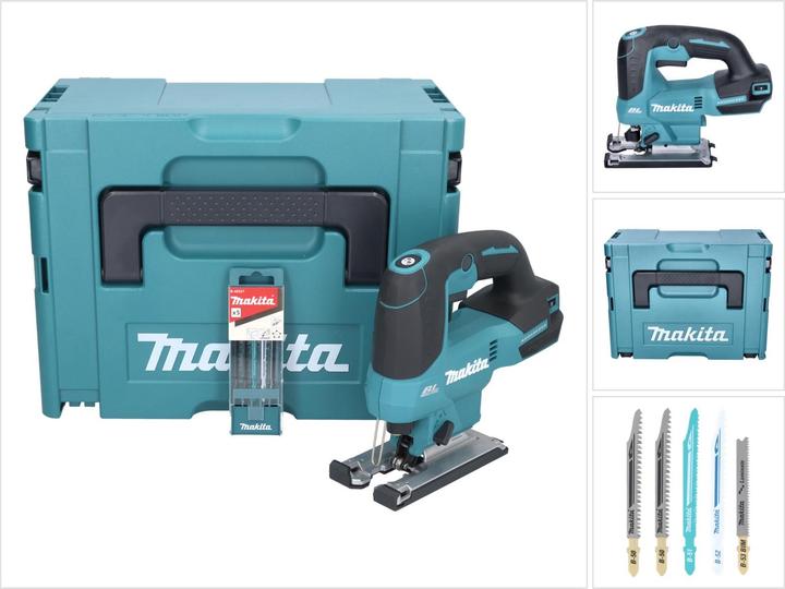 Makita DJV 184 ZJ Akku Stichsäge 18 V Brushless + 5 tlg. Stichsägeblatt Set + Makpac - ohne Akku