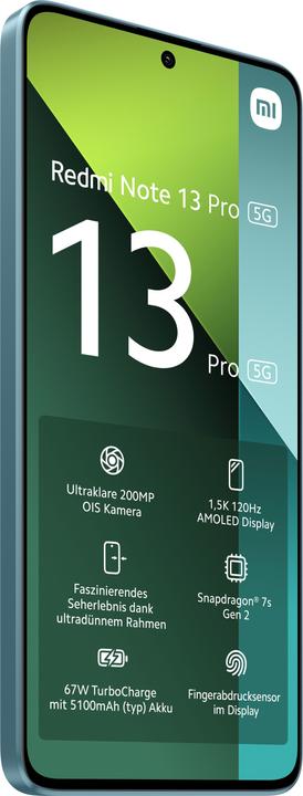 Productafbeelding Xiaomi Redmi Note 13 Pro 5G 12+512 Zeegroene kleur (512 GB, Ocean Teal, 6.67", Dubbele SIM, 200 Mpx, 5G)