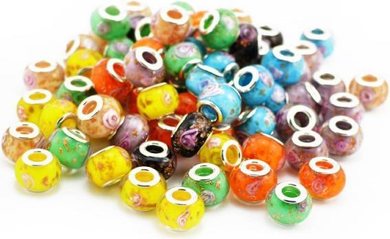 Produktbild Hermex Glas Bead Perle versilbert 925 - Orange (Glas, Silber 925)