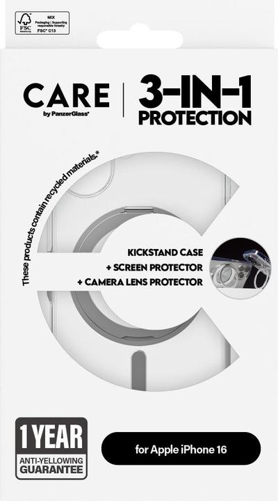 Productafbeelding PanzerGlass CARE Feature 3-in-1 Keramische Bundel iPhone '24 6.1" (1 Stuk, Apple iPhone 16)