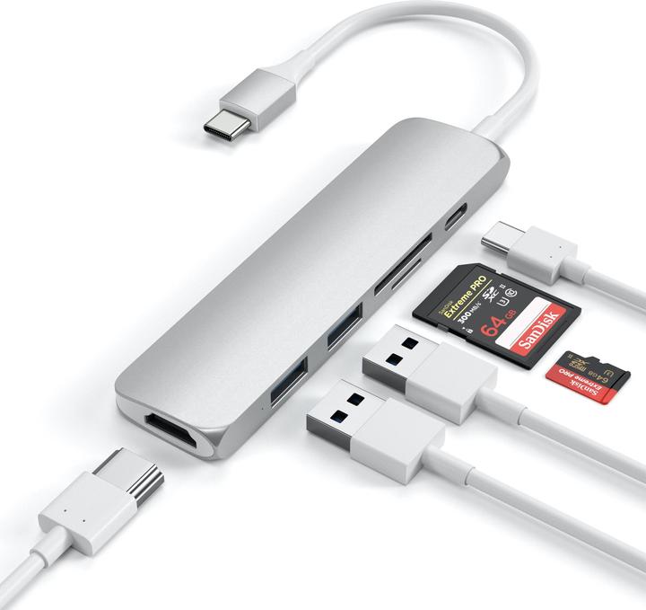 Immagine prodotto Satechi USB-C Slim Multiport V2 (USB-C, 6 Porti)