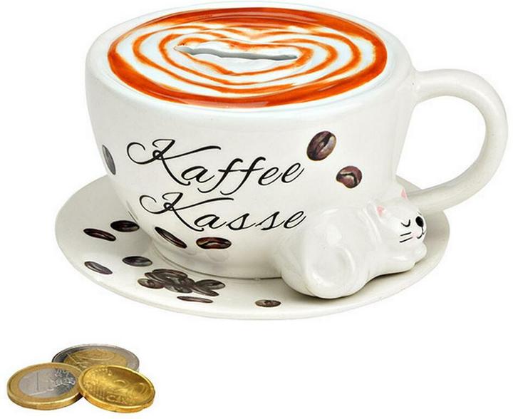 Actual product image G. Wurm Ceramic coffee mug money box white (W/H/D) 14x8x13cm (14 x 8 x 13 cm)