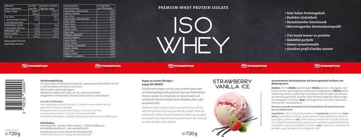 Nährwerte und Zutaten PowerFood One Iso Whey (Strawberry Vanilla Ice, 1 Stk., 720 g)