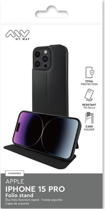 Immagine prodotto My Way Funzione di supporto della custodia Serie nera (Apple iPhone 15 Pro)
