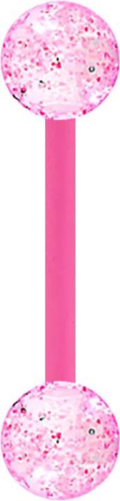 Actual product image Star Piercing Micro Banana with two Glitter Balls pink (without brass, Acrylic)