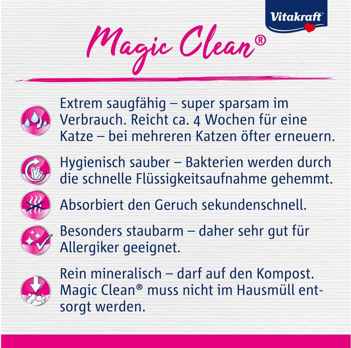 Immagine prodotto Vitakraft Lettiera per gatti Magic CLEAN, 16,7 l (7,5 kg) (Non agglomerante, 7.50 kg)