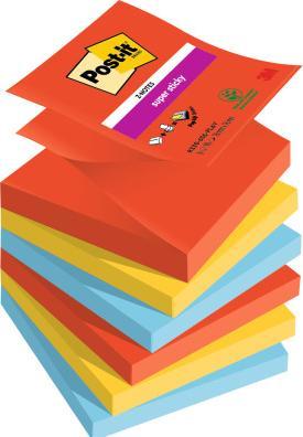 Image du produit Post-it Notes autocollantes Z-Notes SuperSticky 76x76mm 90 feuilles rouge fluo/vert fluo/bleu méditerranéen (76 x 76 mm)