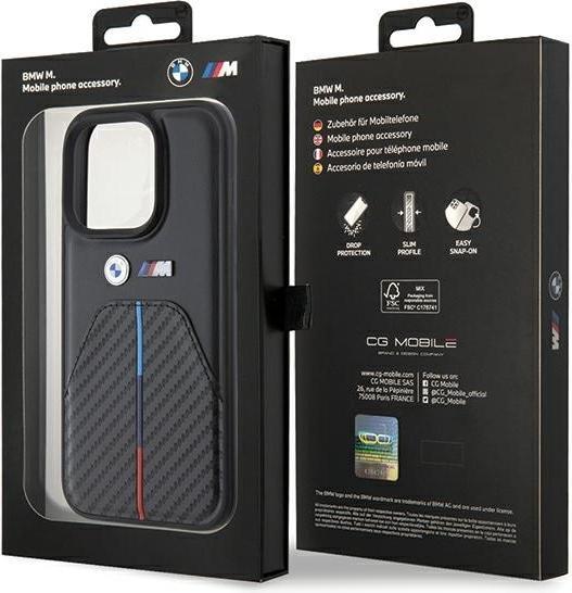 Produktbild BMW BMHCP15L22NSTB iPhone 15 Pro 6.1" czarny/black Stamped Tricolor Stripe (Apple iPhone 15 Pro)