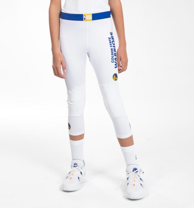 Immagine prodotto Tarmak Calzamaglia 3/4 da basket per bambini NBA Golden State Warriors - 500 bianco (10, 11, 12)
