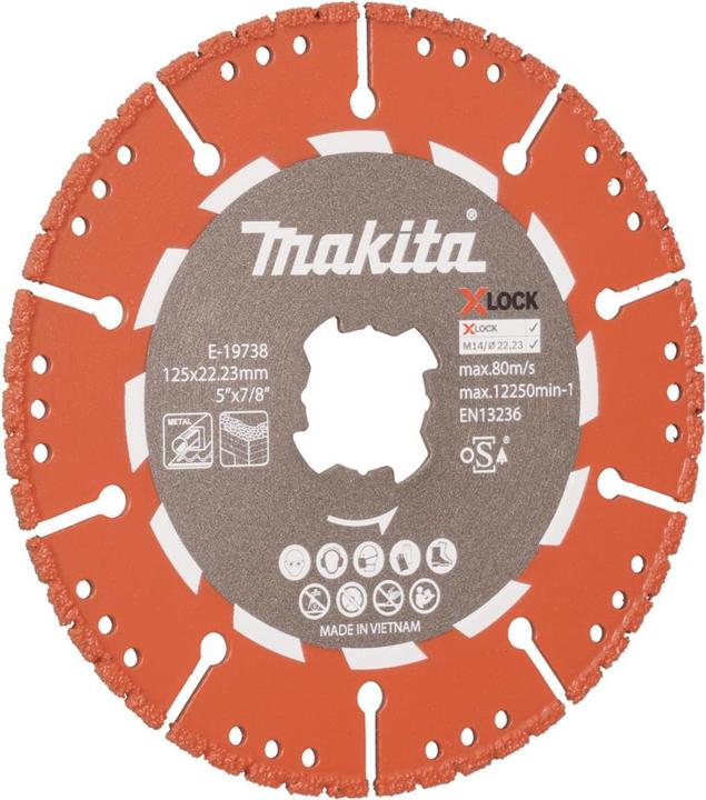 Produktbild Makita Diamanttrennscheibe Schneiden Bohrung 22,23mm X-LOCK Rescue 125mm E-19738