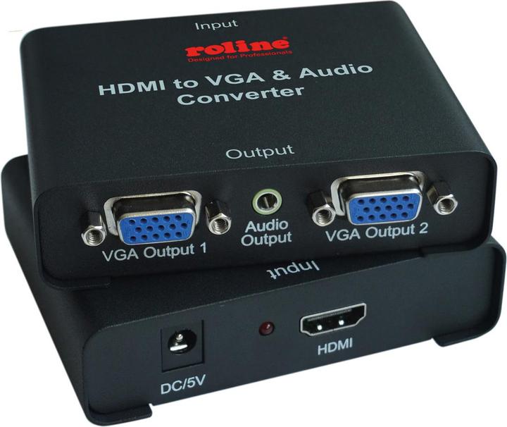 Actual product image Roline HDMI to VGA video splitter, 2-way