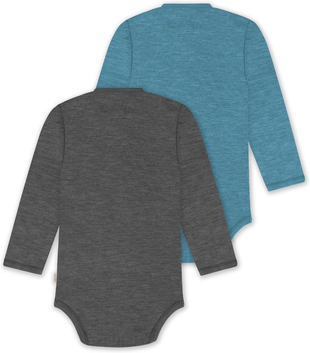 Actual product image Normani 2-pack organic long-sleeved merino wool baby bodysuit for boy and girl - 9353 (50)