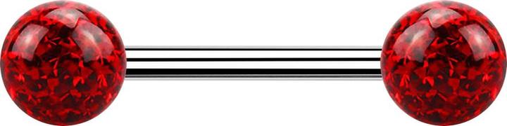 Immagine prodotto Star Piercing Barbell silver con due sfere di cristallo rosso strato protettivo epossidico (Acciaio chirurgico 316L, senza ottone)