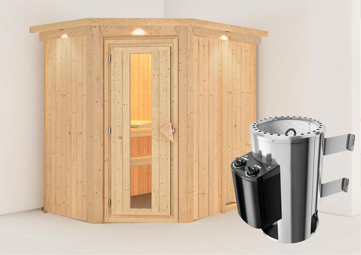 Image du produit Karibu Sauna Caspin accès d'angle, couronne (Contrôle interne Plug & Play 3,6 KW)