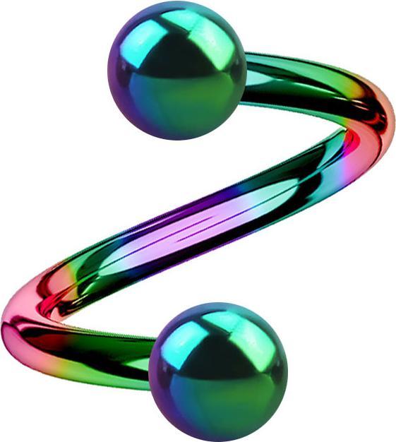 Image du produit Star Piercing Micro spirale colorée avec deux boules (sans laiton, Titane G23)