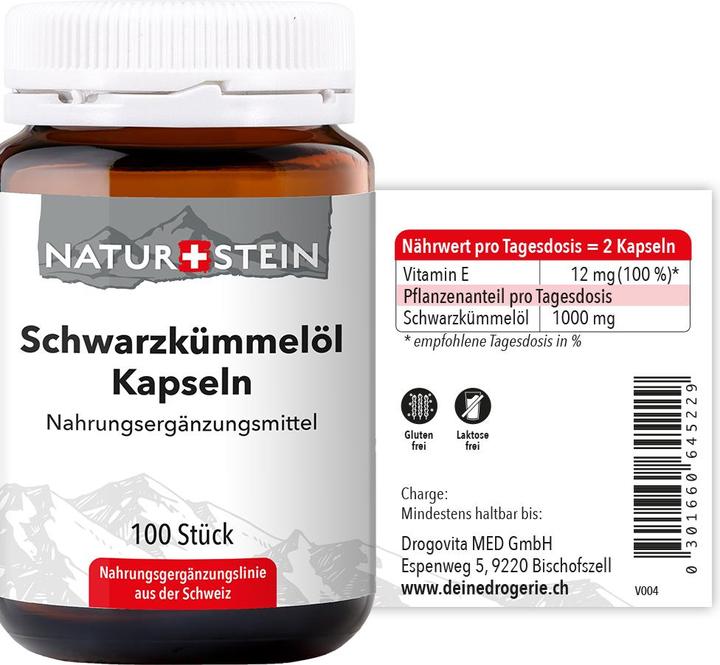 Immagine prodotto Naturstein Capsula egiziana di olio di cumino nero (100 Pezzo/i, Pillole, 173 g)