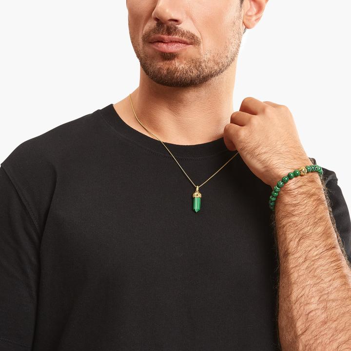 Produktbild Thomas Sabo Beads-Armband aus grünen Steinen vergoldet (17 cm, 750 Gelbgold Vergoldung, 925 Sterlingsilber)