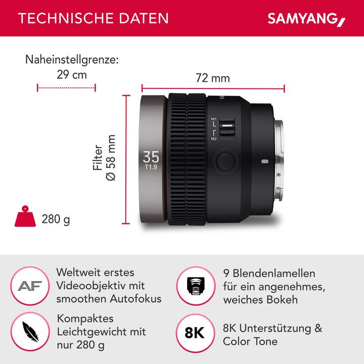 Image du produit Samyang V-AF 35mm f/1.9 FE Sony E (Sony E, Plein format)